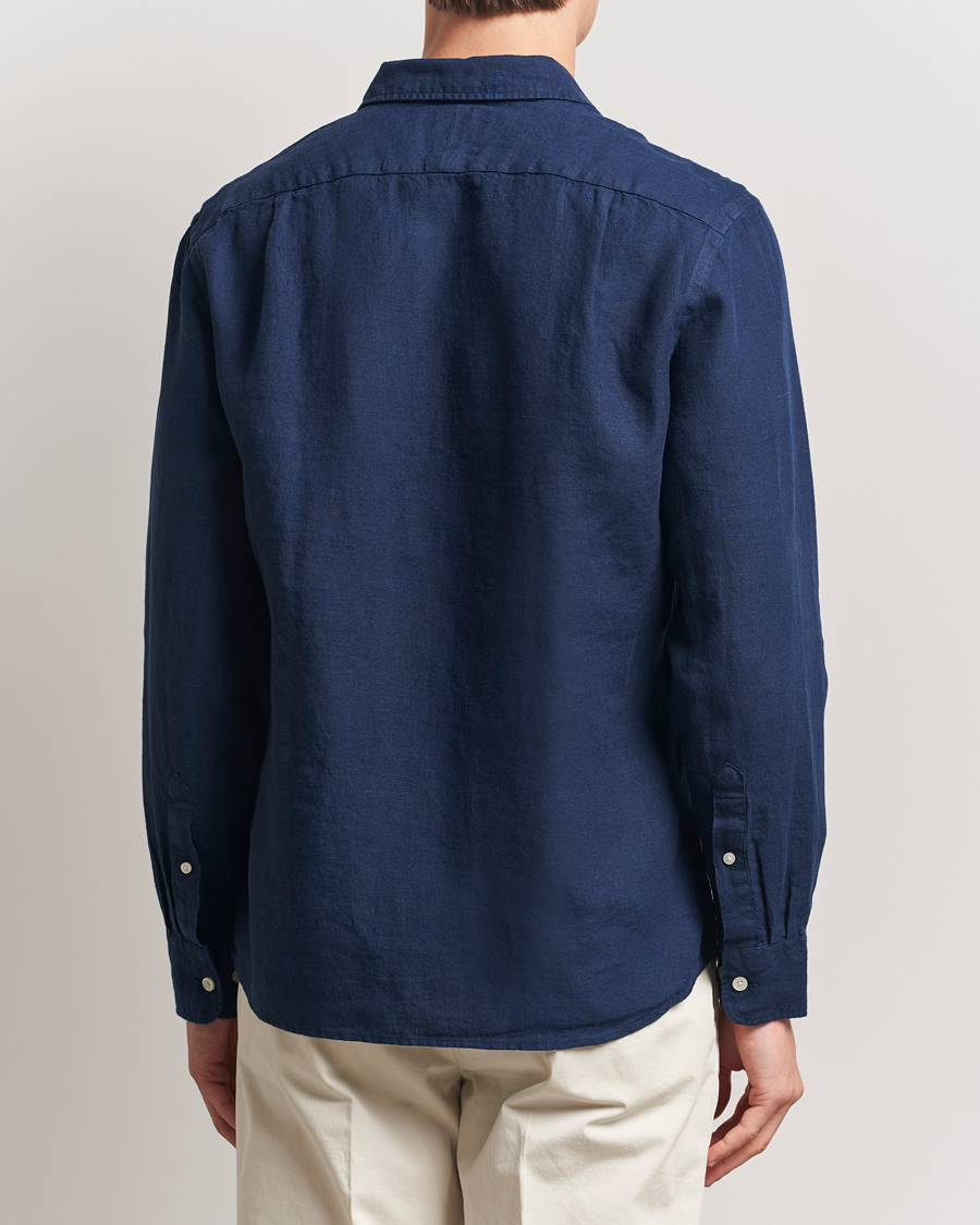 Hombres | Camisas | Charles Tyrwhitt | Pure Linen Slim Fit Shirt Navy