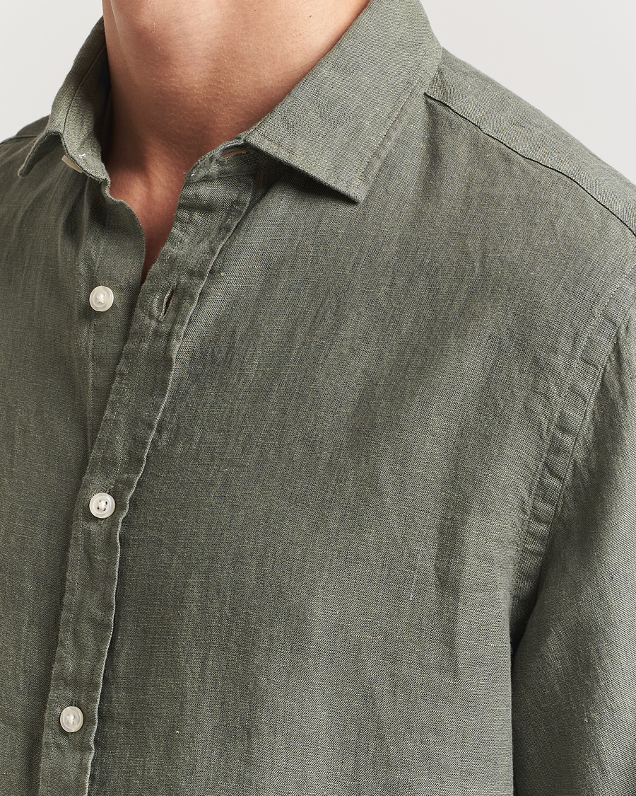 Hombres | Camisas | Charles Tyrwhitt | Pure Linen Slim Fit Shirt Olive