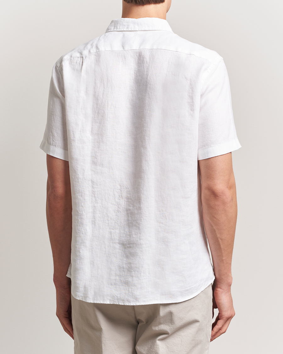 Hombres | Camisas | Charles Tyrwhitt | Pure Linen Short Sleeve Slim Fit Shirt White