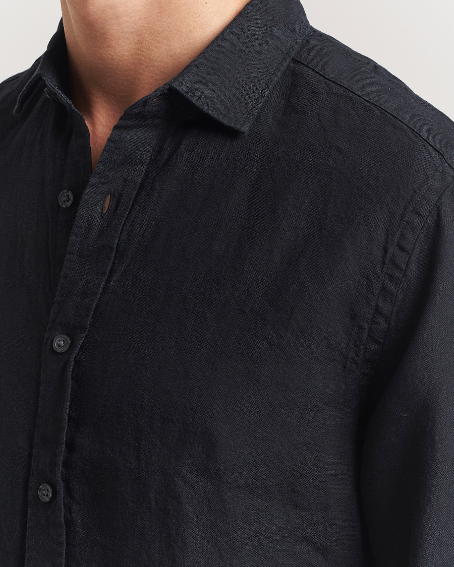 Hombres | Camisas | Charles Tyrwhitt | Pure Linen Slim Fit Shirt Black