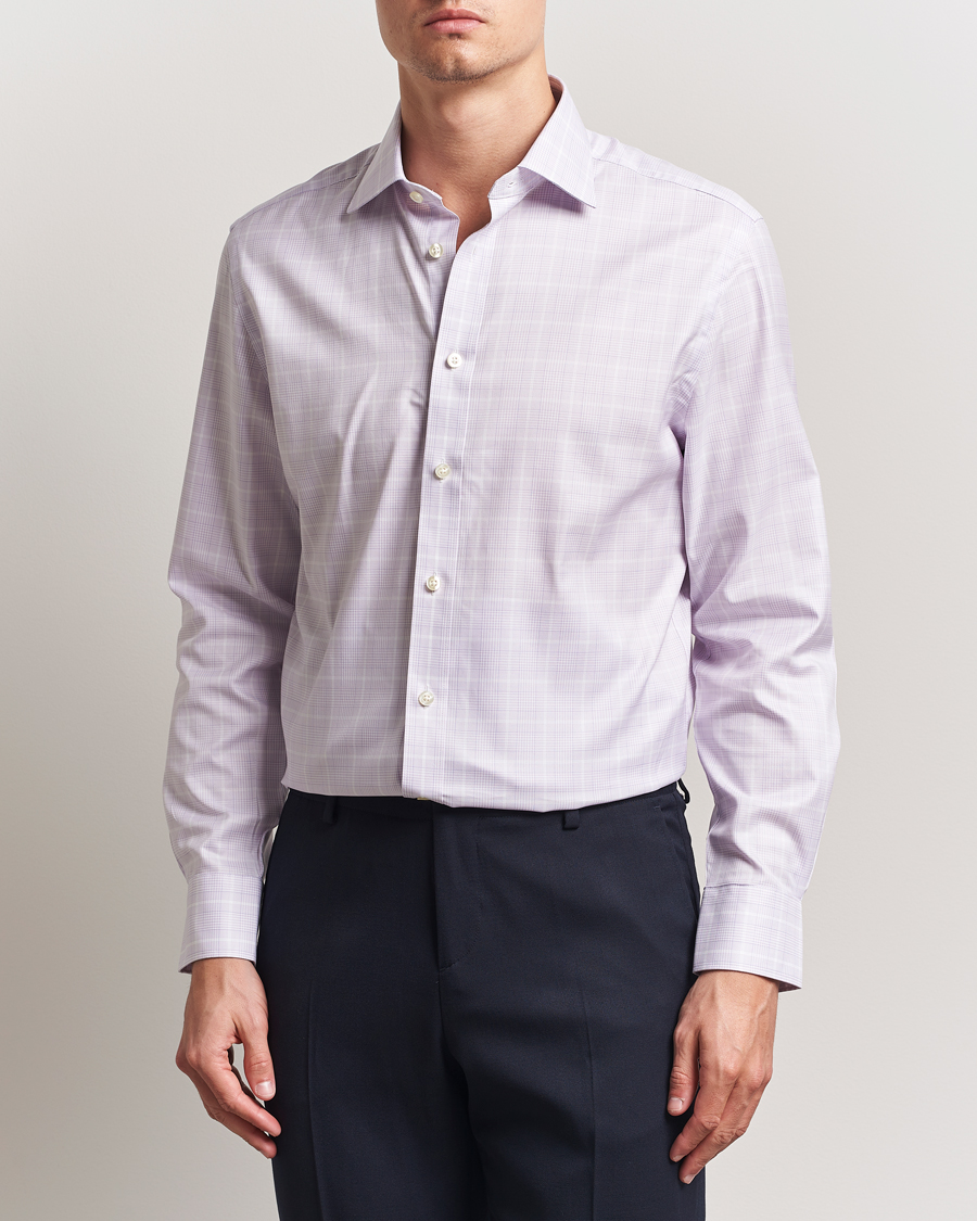 Hombres | Camisas | Charles Tyrwhitt | Egyptian Cotton Pow Check Shirt Lavender