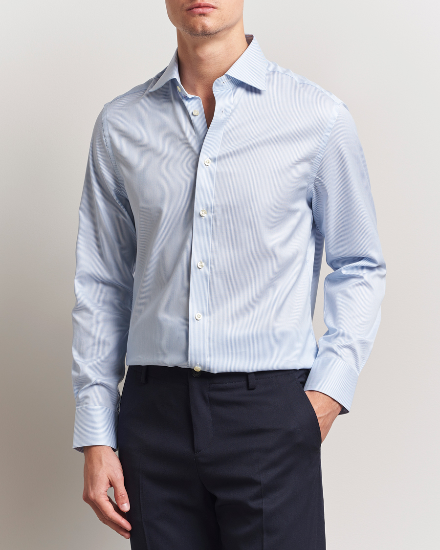 Hombres | Camisas | Charles Tyrwhitt | Egyptian Cotton Fine Stripe Shirt Cornflower