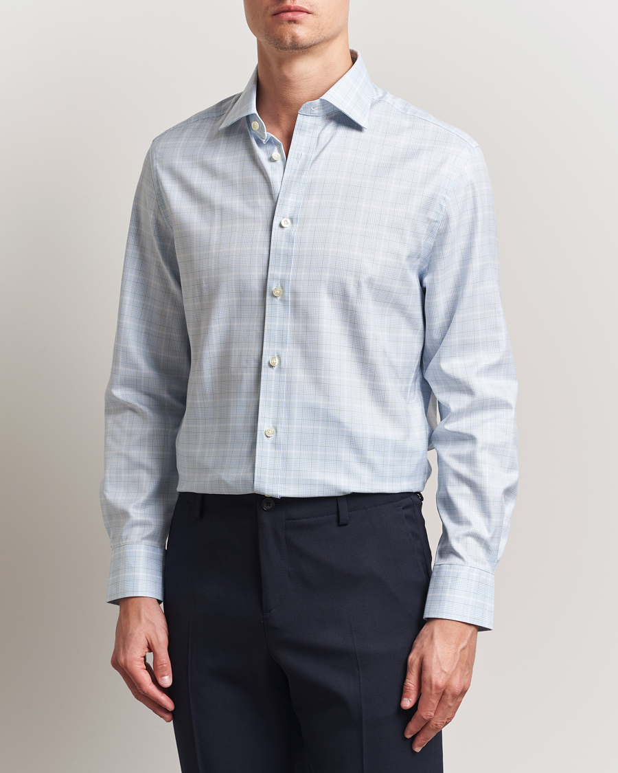 Hombres | Camisas | Charles Tyrwhitt | Egyptian Cotton Pow Check Shirt Green/Blue