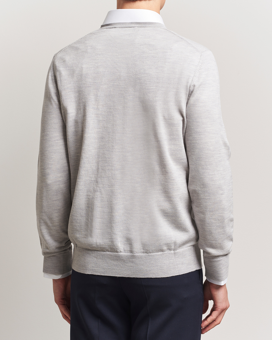 Hombres | Jerséis y prendas de punto | Charles Tyrwhitt | Pure Merino V-Neck Jumper Silver Grey