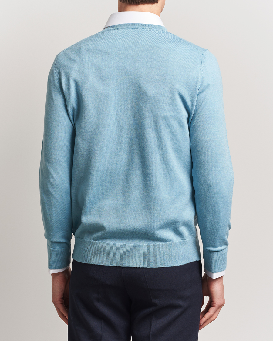 Hombres | Jerséis y prendas de punto | Charles Tyrwhitt | Pure Merino V-Neck Jumper Aqua Green