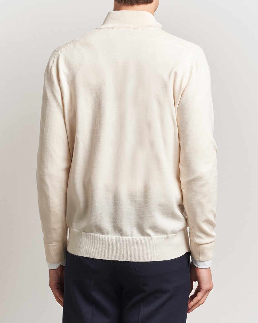 Hombres | Jerséis y prendas de punto | Charles Tyrwhitt | Pure Merino Zip Neck Jumper Cream