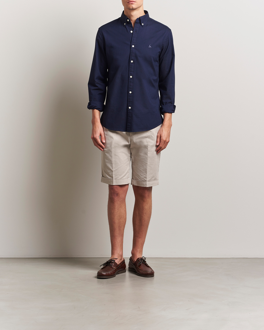 Hombres | Camisas | Charles Tyrwhitt | Button Down Stretch Oxford Shirt Ink Blue