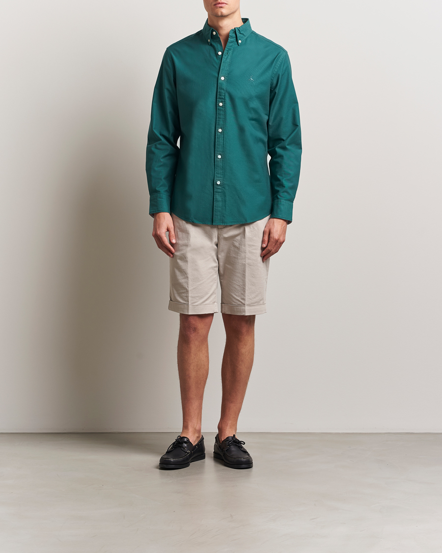 Hombres | Camisas | Charles Tyrwhitt | Button Down Stretch Oxford Shirt Teal Green