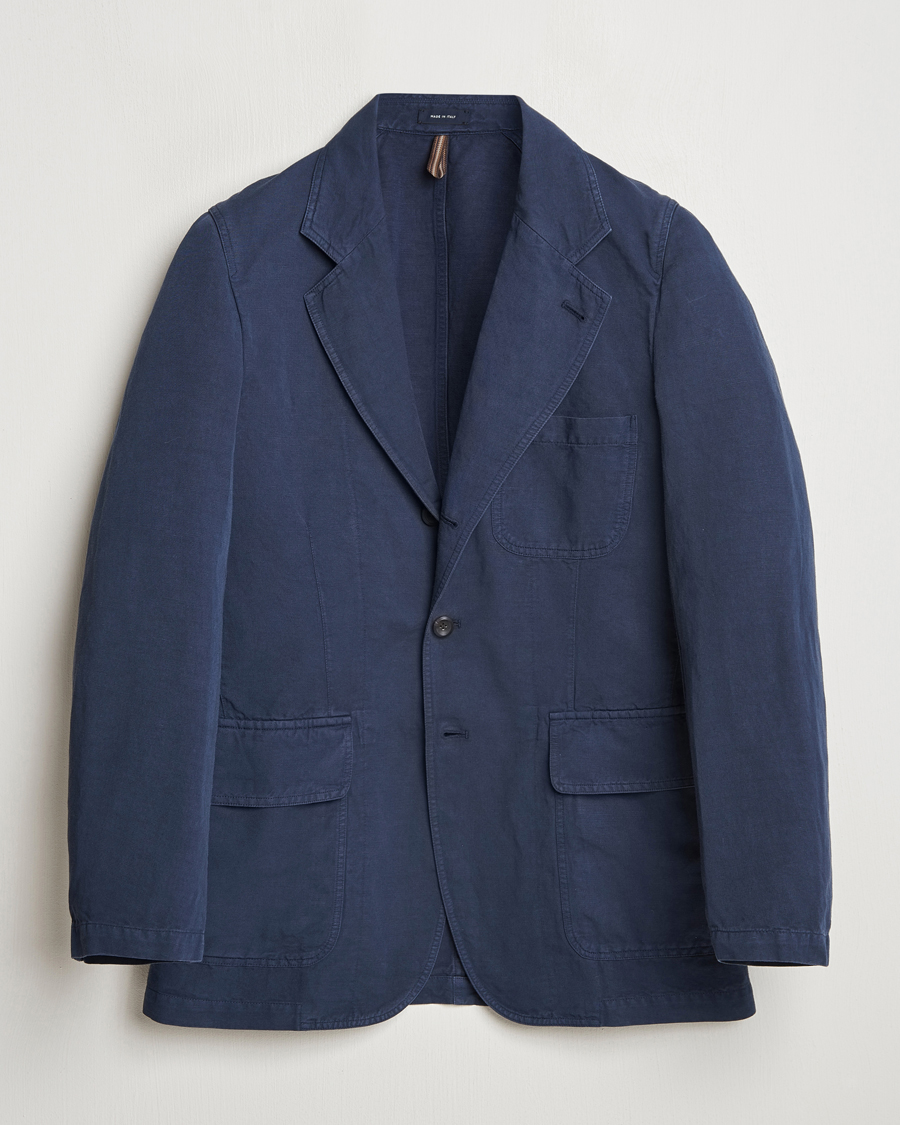 Hombres | Blazers | Drake's | MKI Cotton/linen Games Blazer Navy