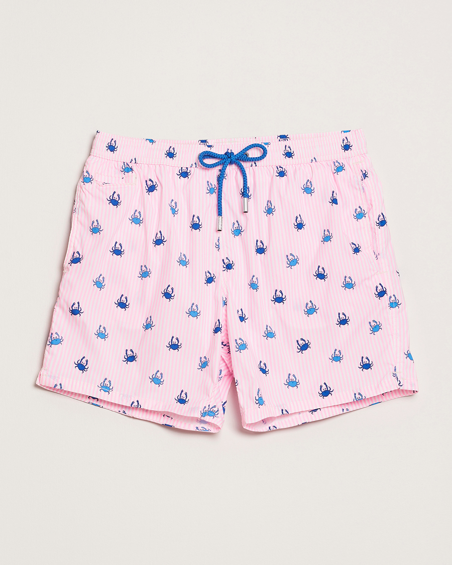 Hombres | Bañadores | MC2 Saint Barth | Printed Nylon Swim Shorts Pink Crabs Stripes