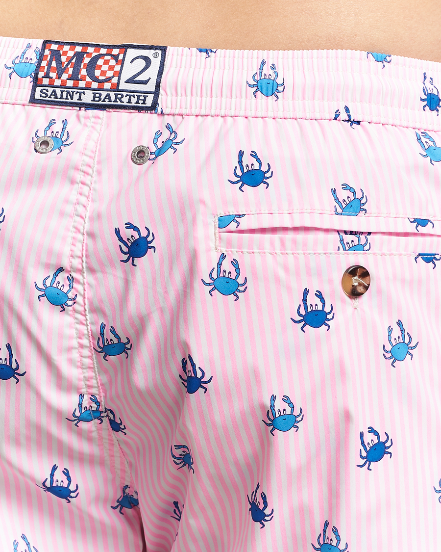 Hombres | Bañadores | MC2 Saint Barth | Printed Nylon Swim Shorts Pink Crabs Stripes