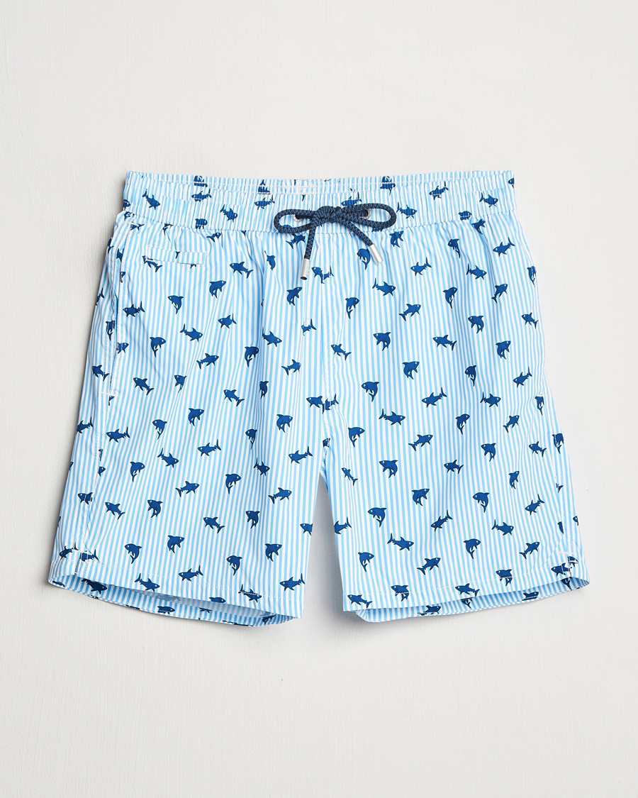 Hombres | Bañadores | MC2 Saint Barth | Printed Swim Shorts Blue Shark Trouble Stripes