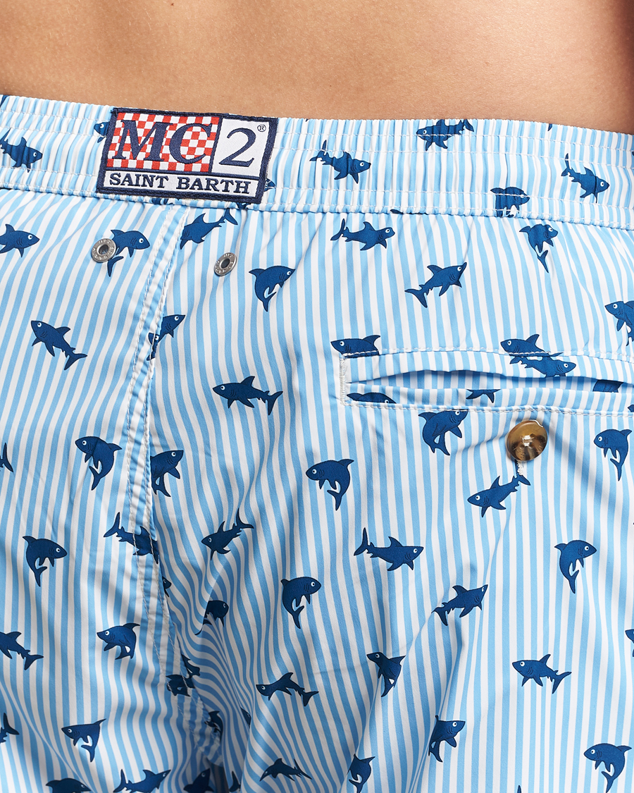 Hombres | Bañadores | MC2 Saint Barth | Printed Swim Shorts Blue Shark Trouble Stripes