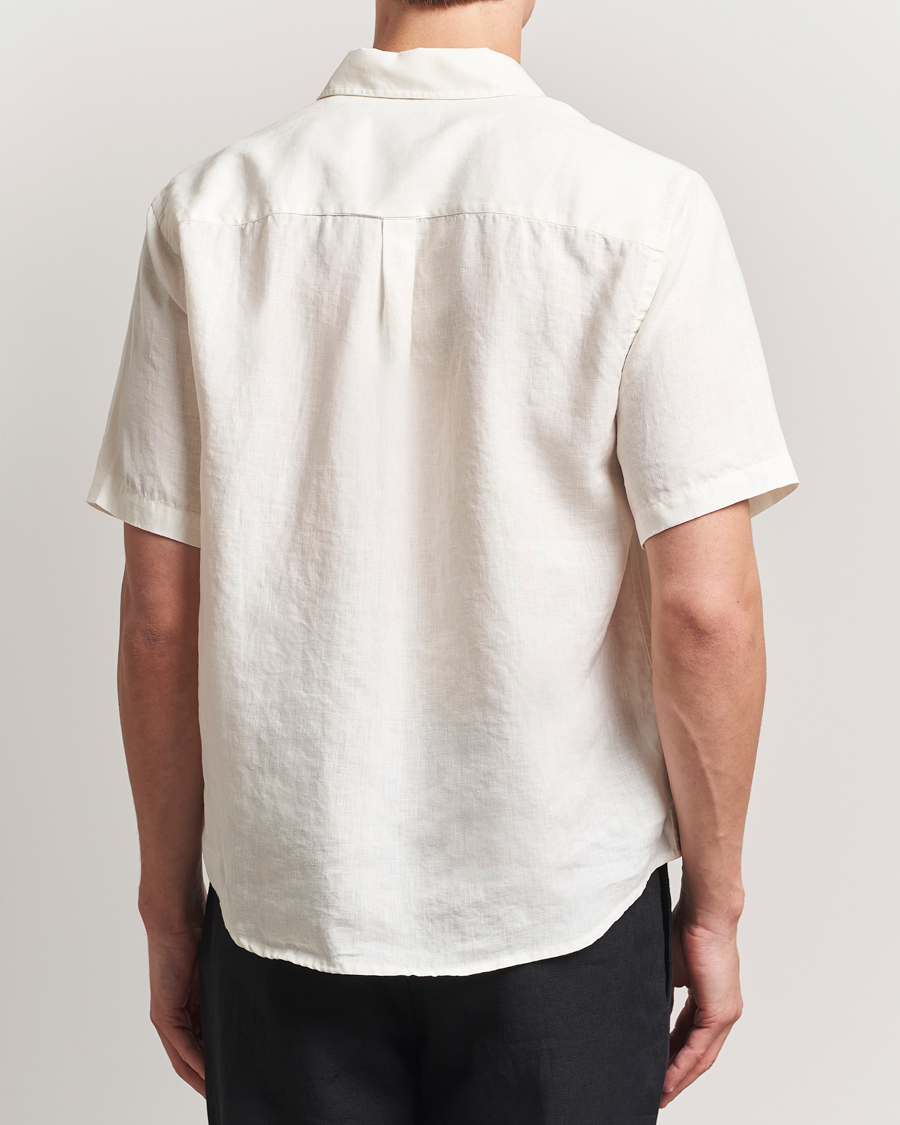 Hombres | Camisas | Colorful Standard | Garment Dyed Linen Short Sleeve Shirt Ivory White
