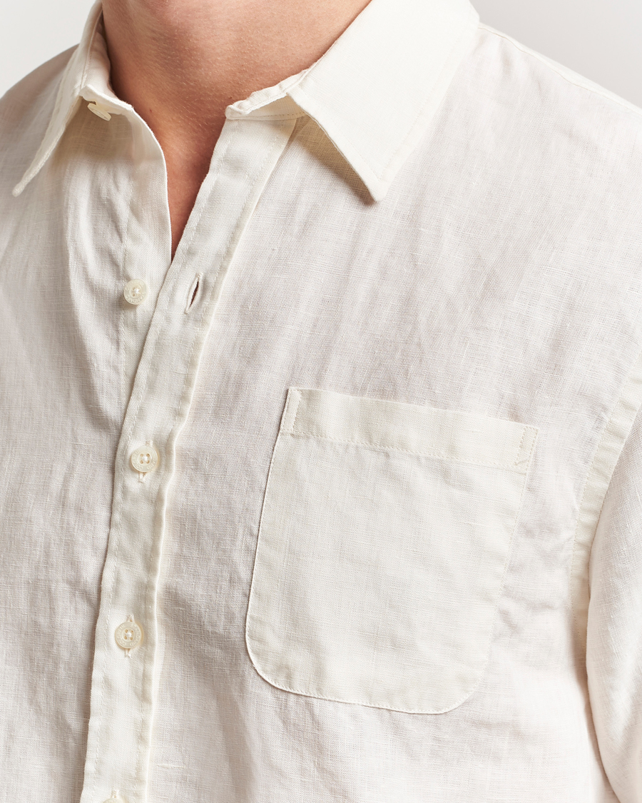 Hombres | Camisas | Colorful Standard | Garment Dyed Linen Short Sleeve Shirt Ivory White