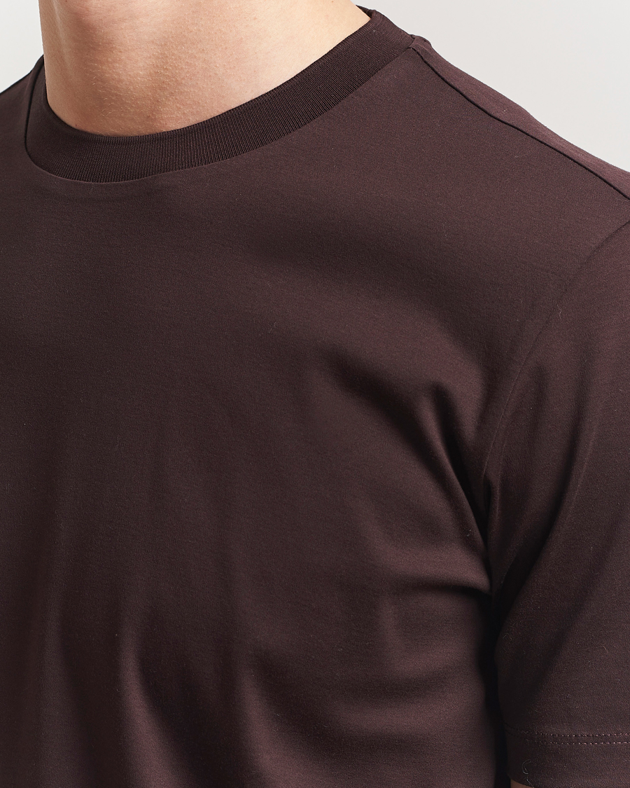 Hombres | Camisetas | BOSS CAMEL | Tesar Cotton Knitted T-Shirt Dark Brown