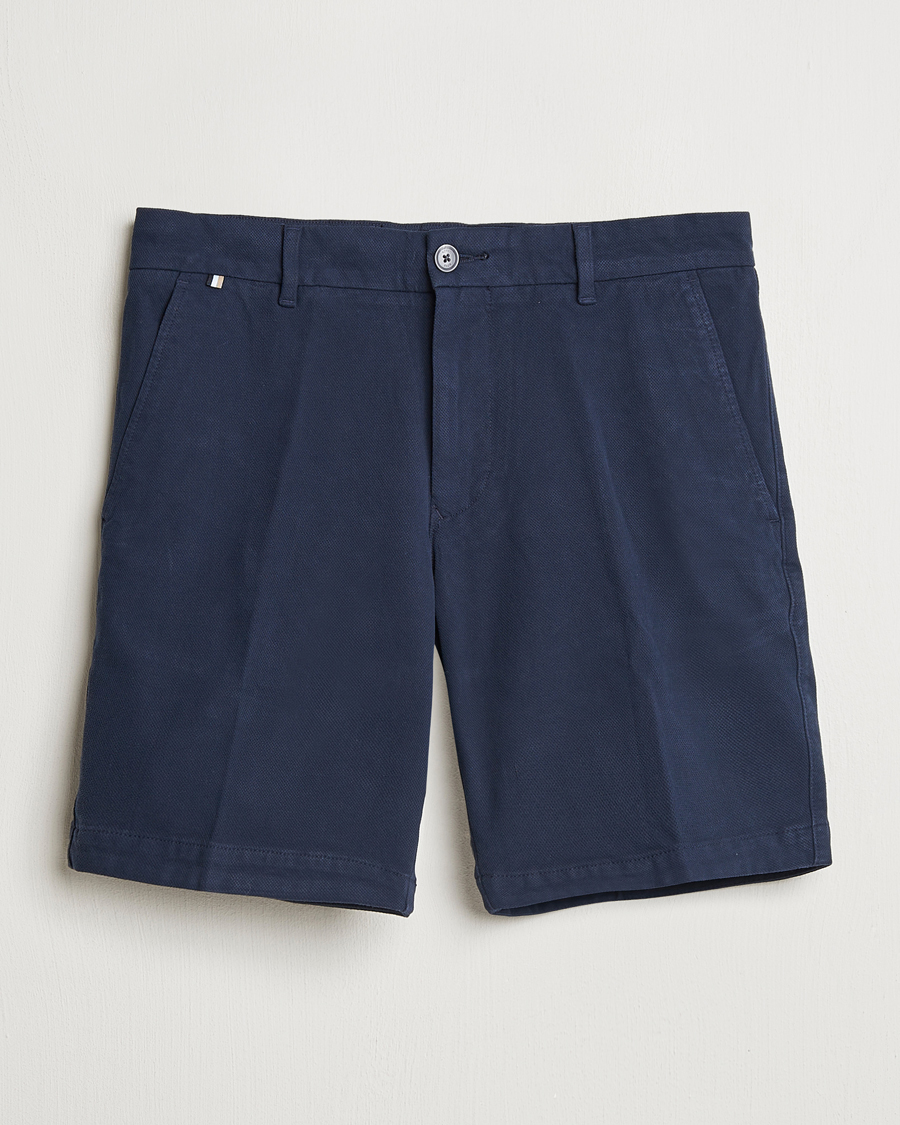 Hombres | Pantalones cortos | BOSS BLACK | Slice Structured Cotton Shorts Dark Blue