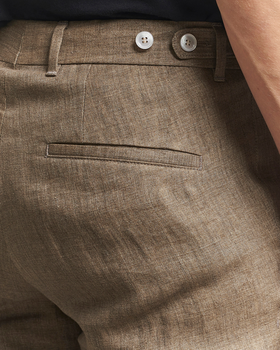 Hombres | Pantalones | BOSS BLACK | Genius Pleated Linen Trousers Dark Brown
