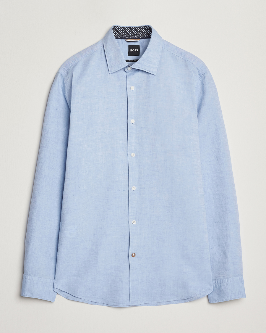 Hombres | Camisas | BOSS BLACK | Hal Cotton/Linen Contrast Shirt Light Blue