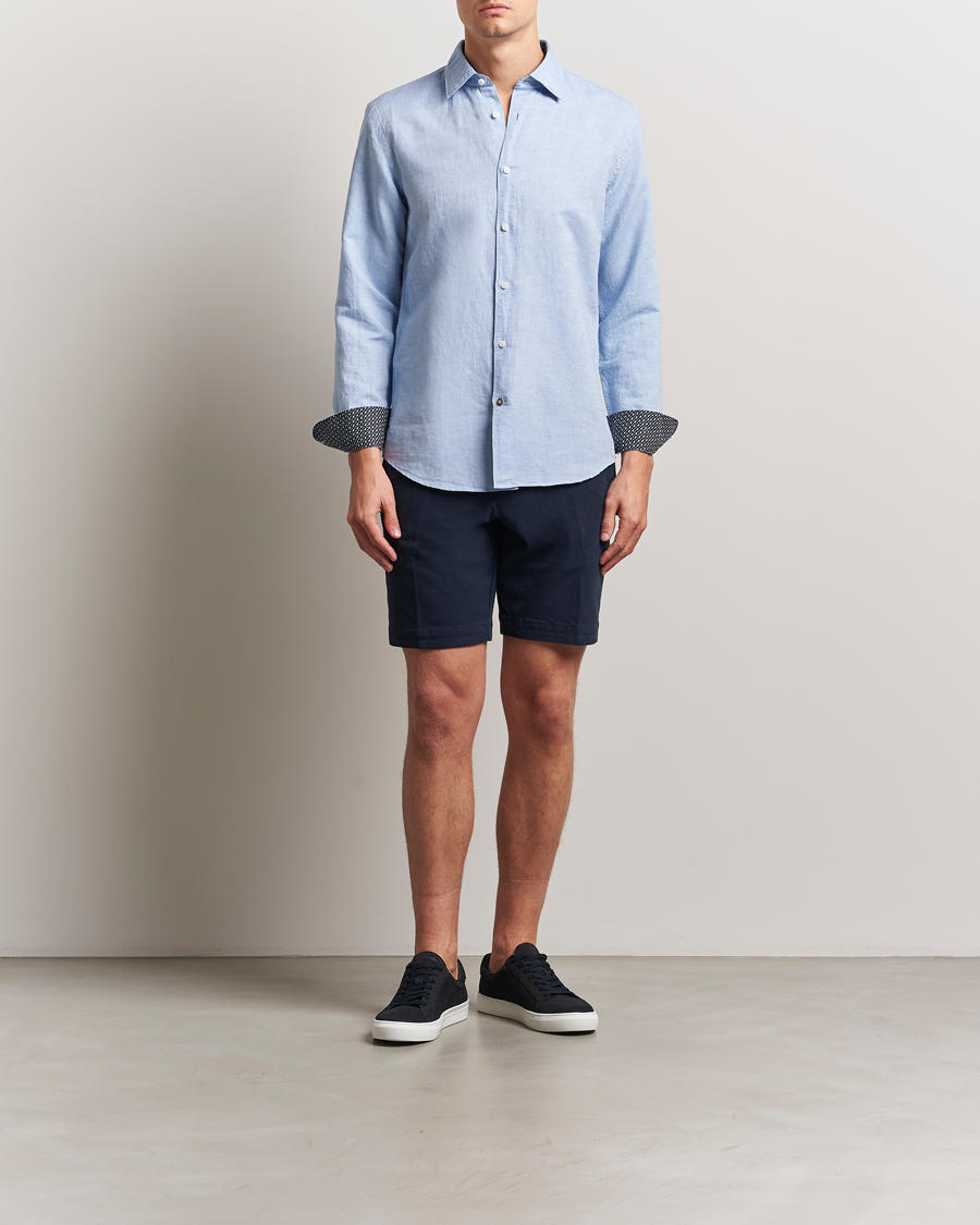 Hombres | Camisas | BOSS BLACK | Hal Cotton/Linen Contrast Shirt Light Blue