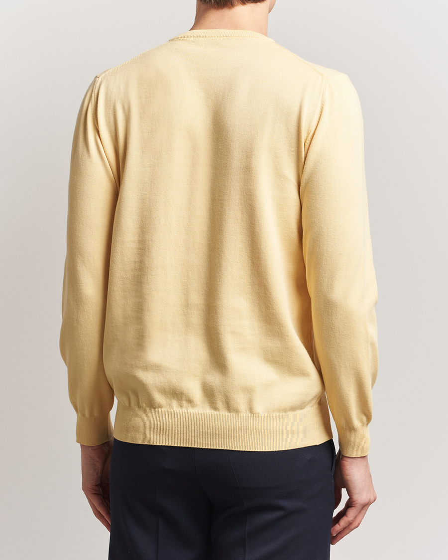 Hombres | Jerséis y prendas de punto | Morgano | Supersoft Egyptian Cotton Crew Neck Light Yellow