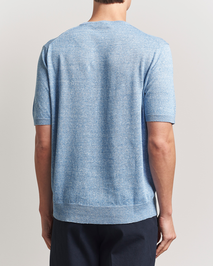 Hombres | Camisetas | Morgano | Linen/Cotton T-Shirt Blue
