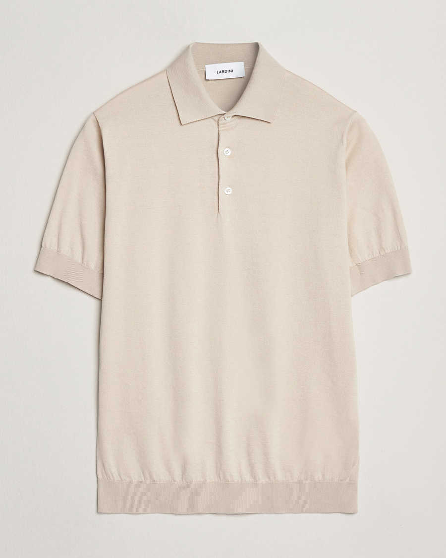 Hombres | Polos | Lardini | Knitted Cotton Polo Beige