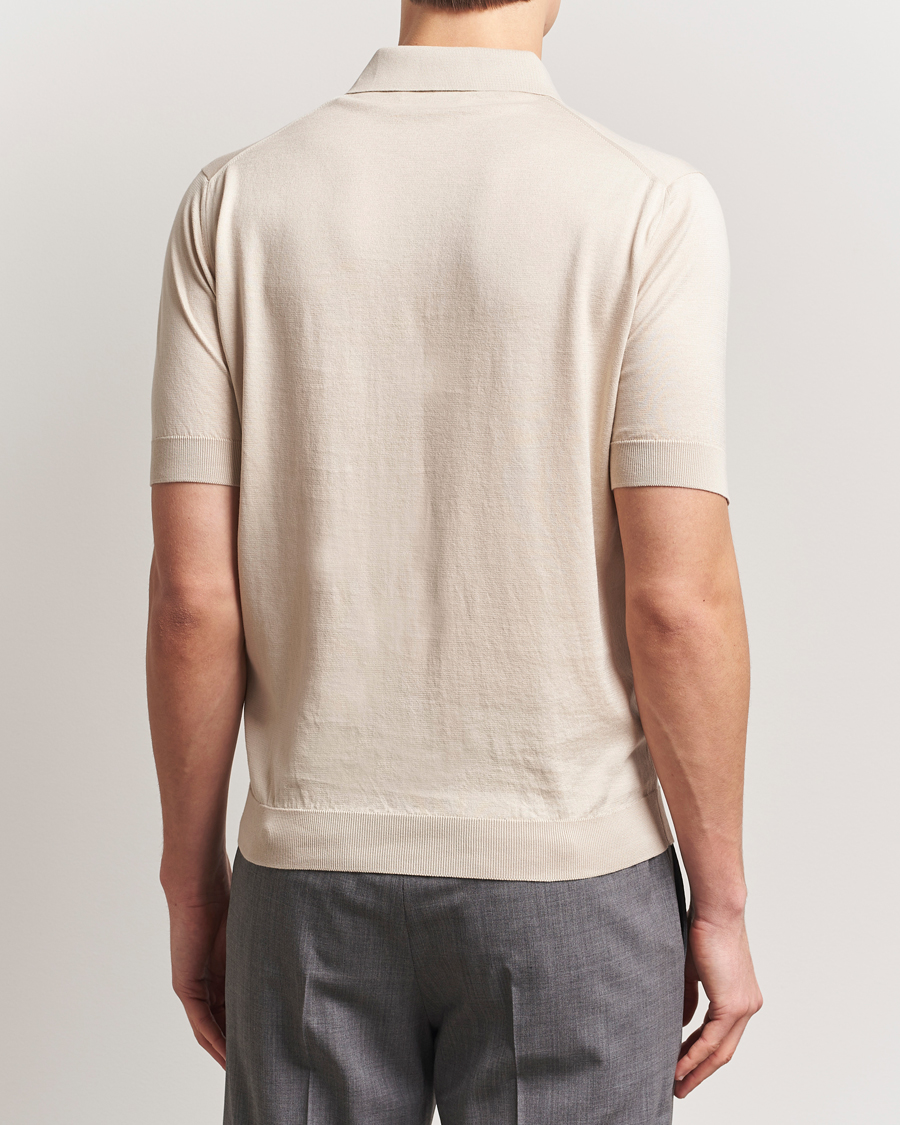 Hombres | Polos | Lardini | Knitted Cotton Polo Beige