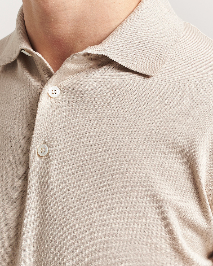 Hombres | Polos | Lardini | Knitted Cotton Polo Beige