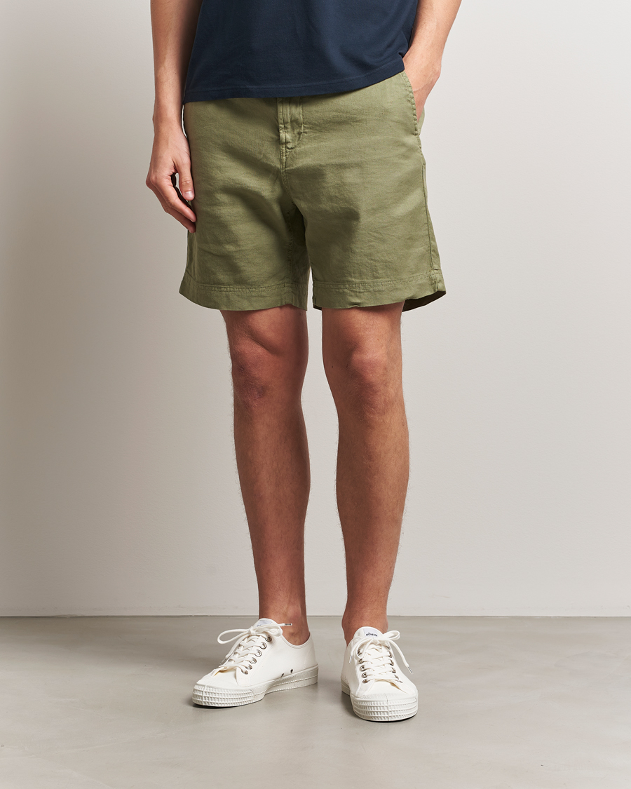 Hombres | Pantalones cortos | Morris | Fenix Linen/Cotton Shorts Olive