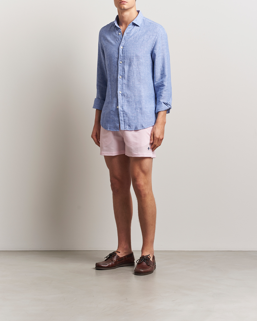 Hombres | Bañadores | Morris | Seersucker Bathing Trunks Light Pink