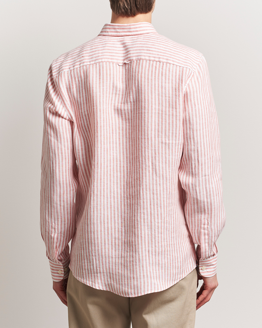 Hombres | Camisas | Morris | Douglas Striped Linen Shirt Orange