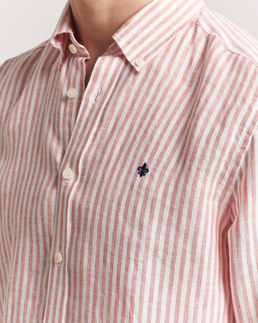 Hombres | Camisas | Morris | Douglas Striped Linen Shirt Orange