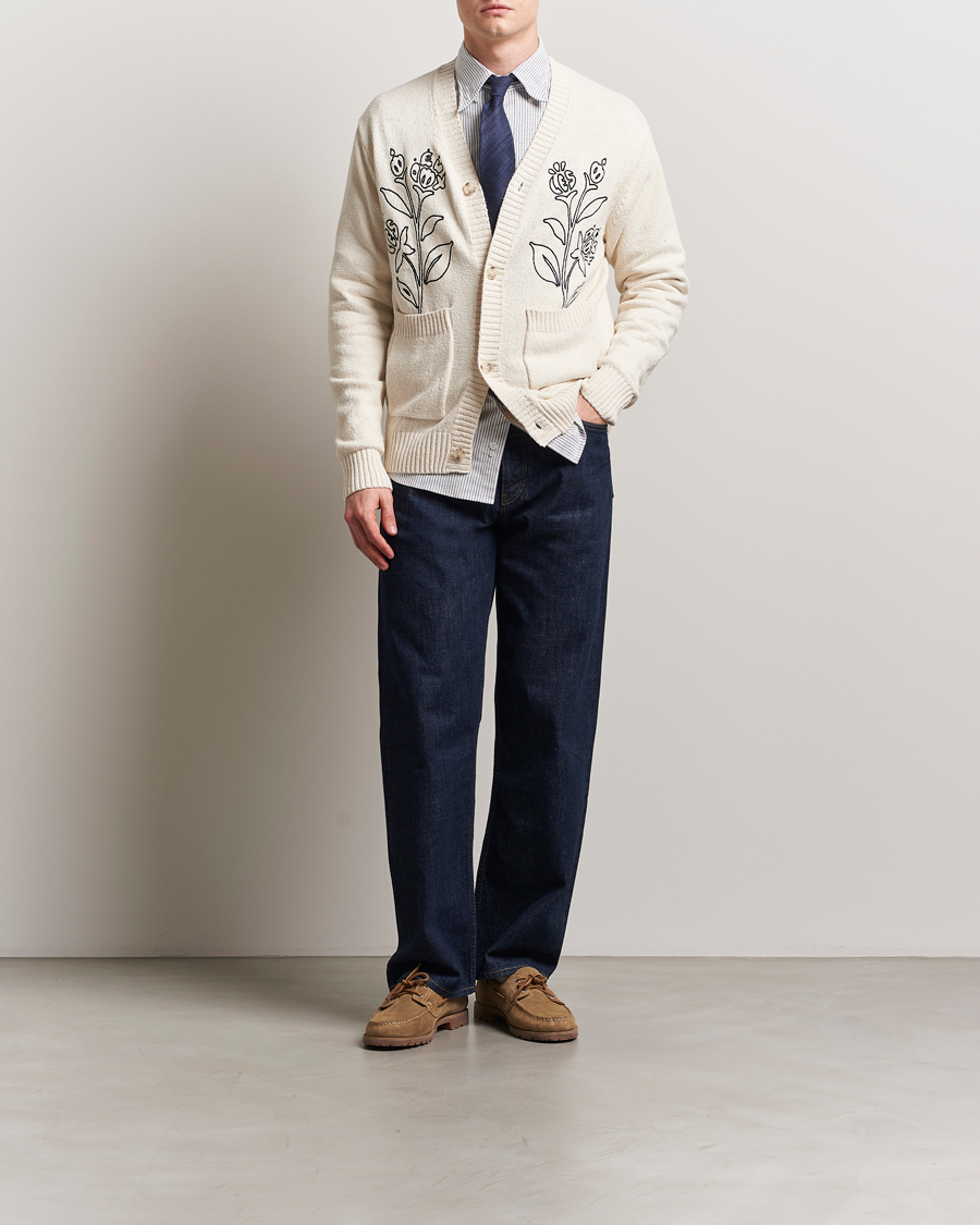 Hombres | Jerséis y prendas de punto | LES DEUX | Brad Embroidery Cardigan Ivory