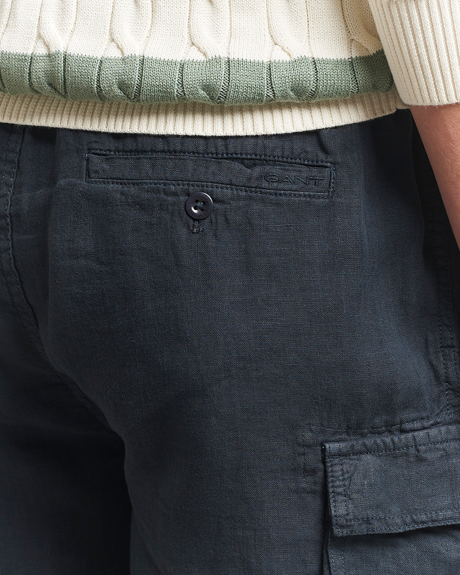 Hombres | Pantalones cortos | GANT | Regular Fit Linen Cargo Shorts Darkened Navy