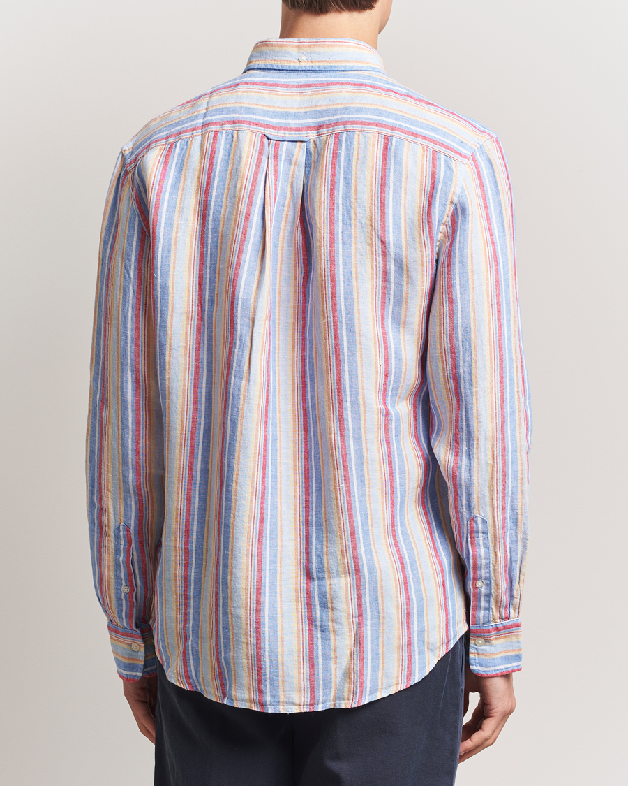 Hombres | Camisas | GANT | Regular Fit Linen Striped Shirt Multi