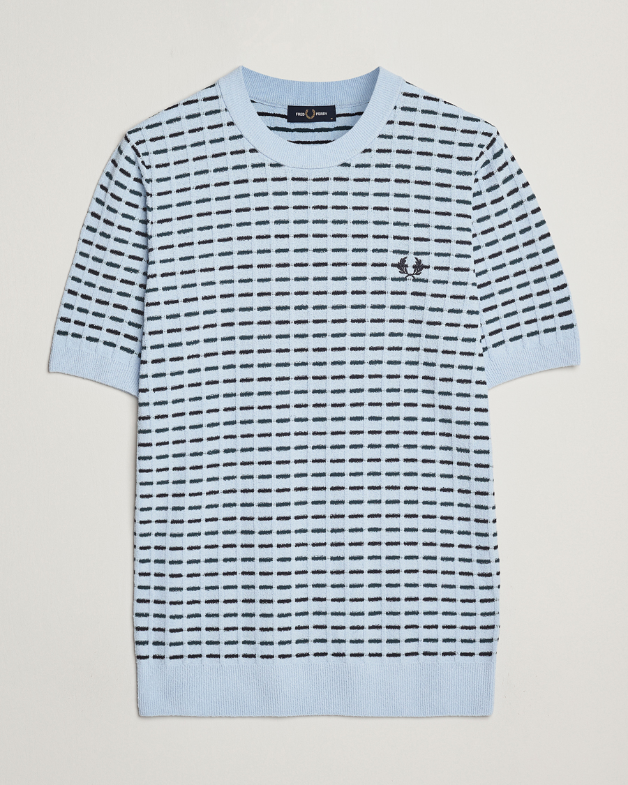 Hombres | Camisetas | Fred Perry | Bouclé Ribbed Knitted T-Shirt Light Smoke