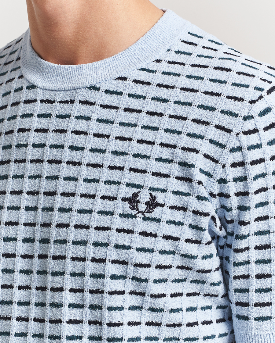 Hombres | Camisetas | Fred Perry | Bouclé Ribbed Knitted T-Shirt Light Smoke