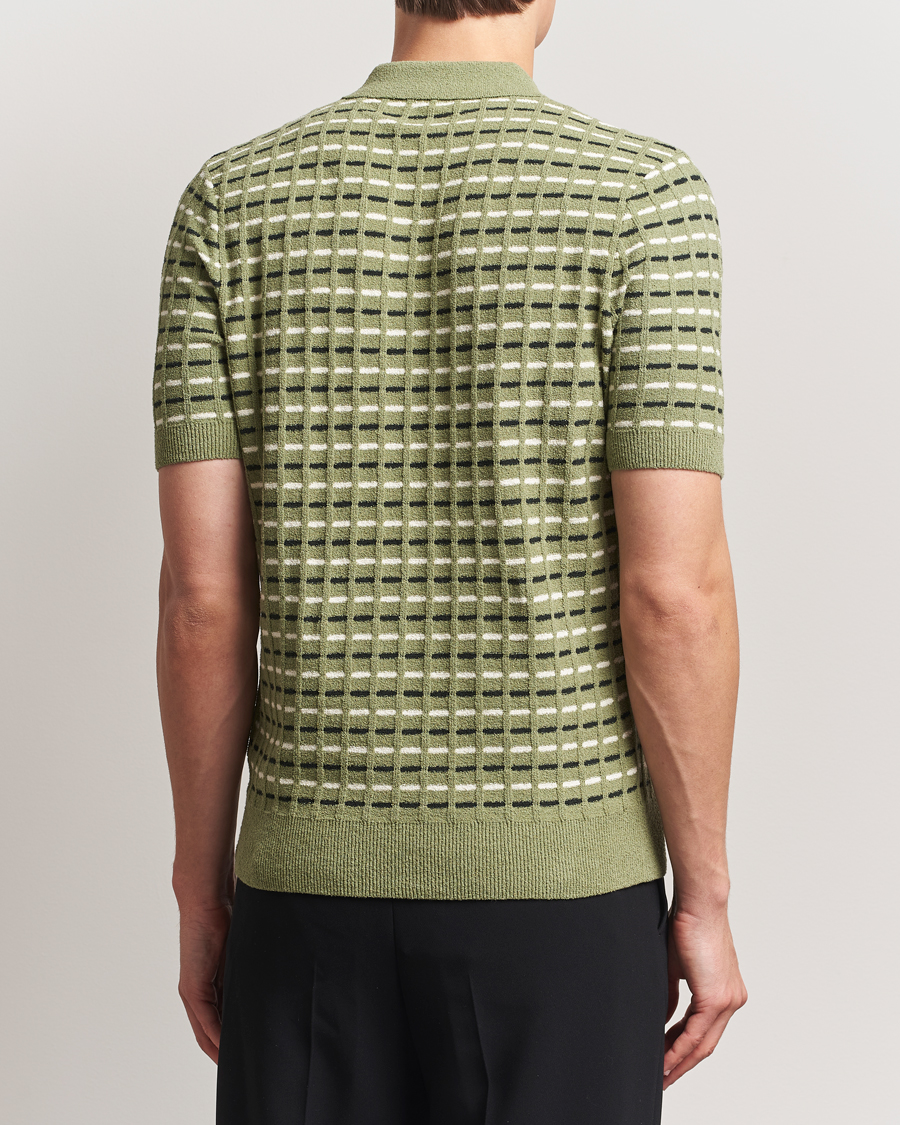 Hombres | Polos | Fred Perry | Bouclé Ribbed Knitted Polo Olive Mint