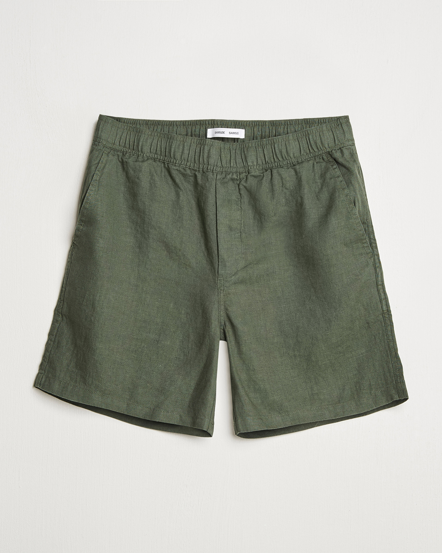 Hombres | Pantalones cortos | Samsøe Samsøe | Jabari Linen Drawstring Shorts Climbing Ivy