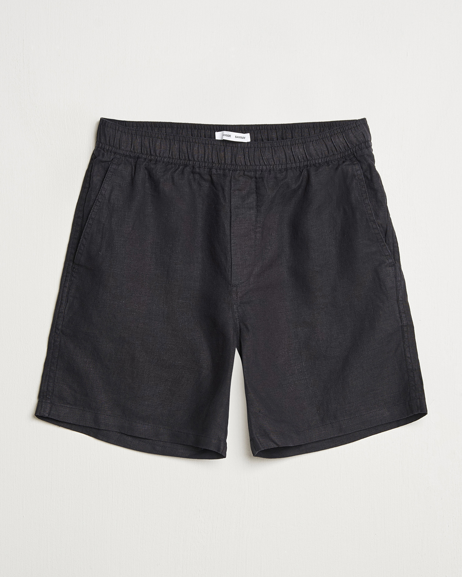 Hombres | Pantalones cortos | Samsøe Samsøe | Jabari Linen Drawstring Shorts Black