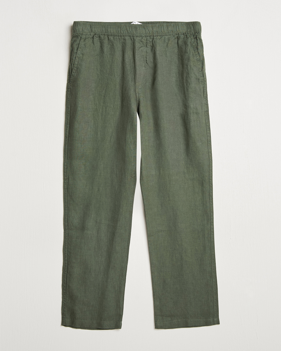 Hombres | Pantalones | Samsøe Samsøe | Jabari Linen Drawstring Trousers Climbing Ivy
