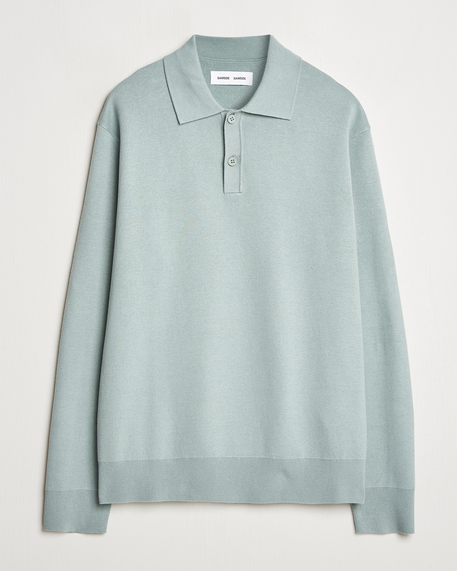 Hombres | Jerséis y prendas de punto | Samsøe Samsøe | Nino Knitted Polo Abyss Green