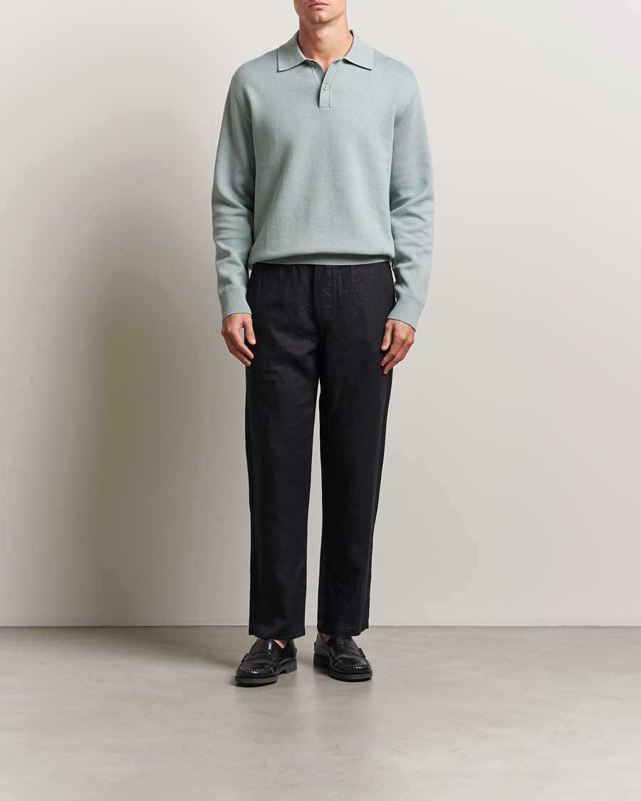Hombres | Jerséis y prendas de punto | Samsøe Samsøe | Nino Knitted Polo Abyss Green
