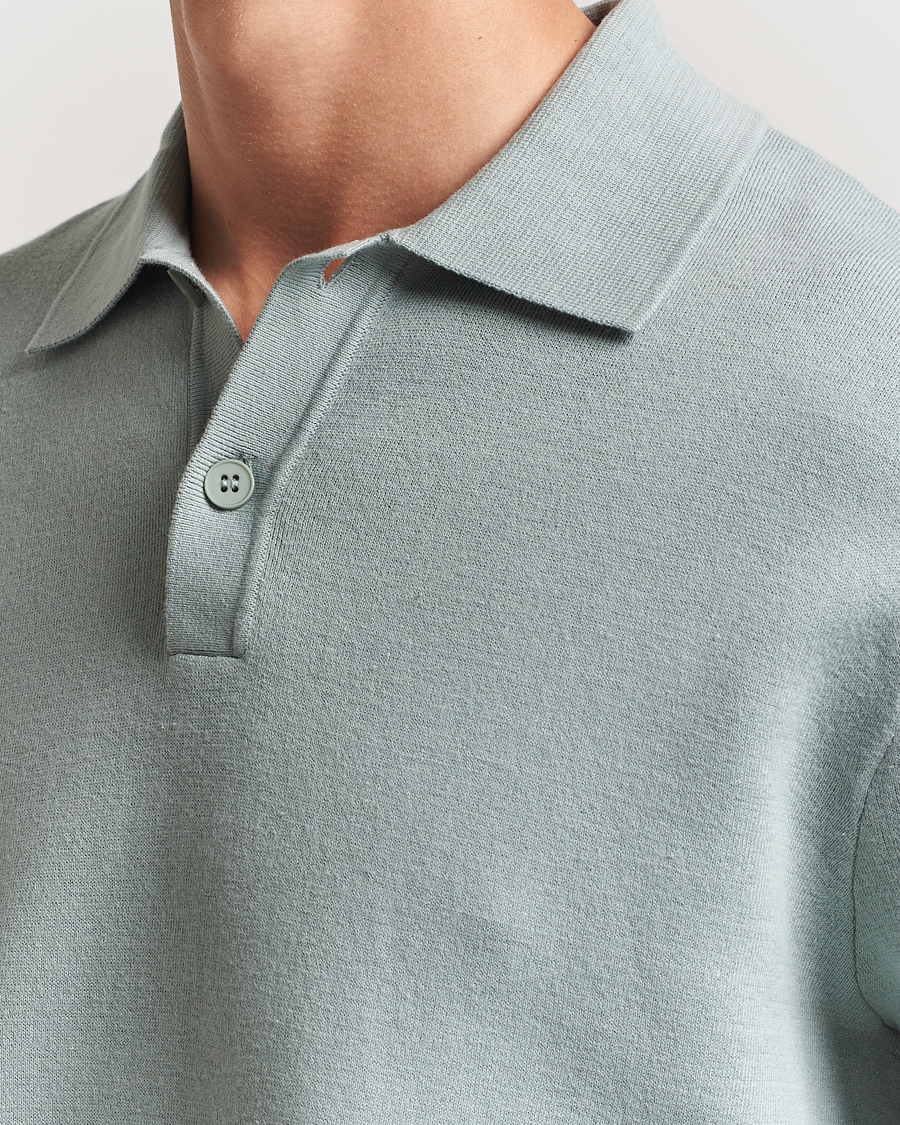 Hombres | Jerséis y prendas de punto | Samsøe Samsøe | Nino Knitted Polo Abyss Green