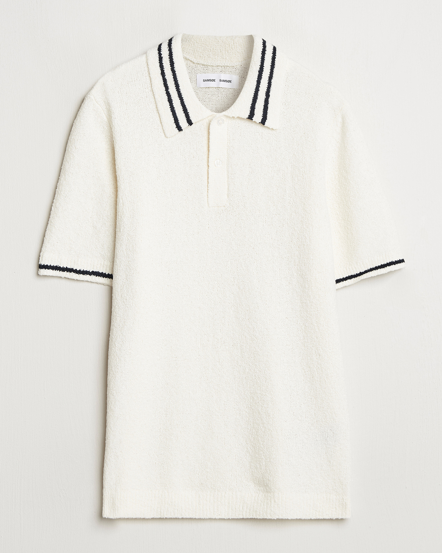 Hombres | Polos | Samsøe Samsøe | Pedro Tipped Knitted Polo Clear Cream