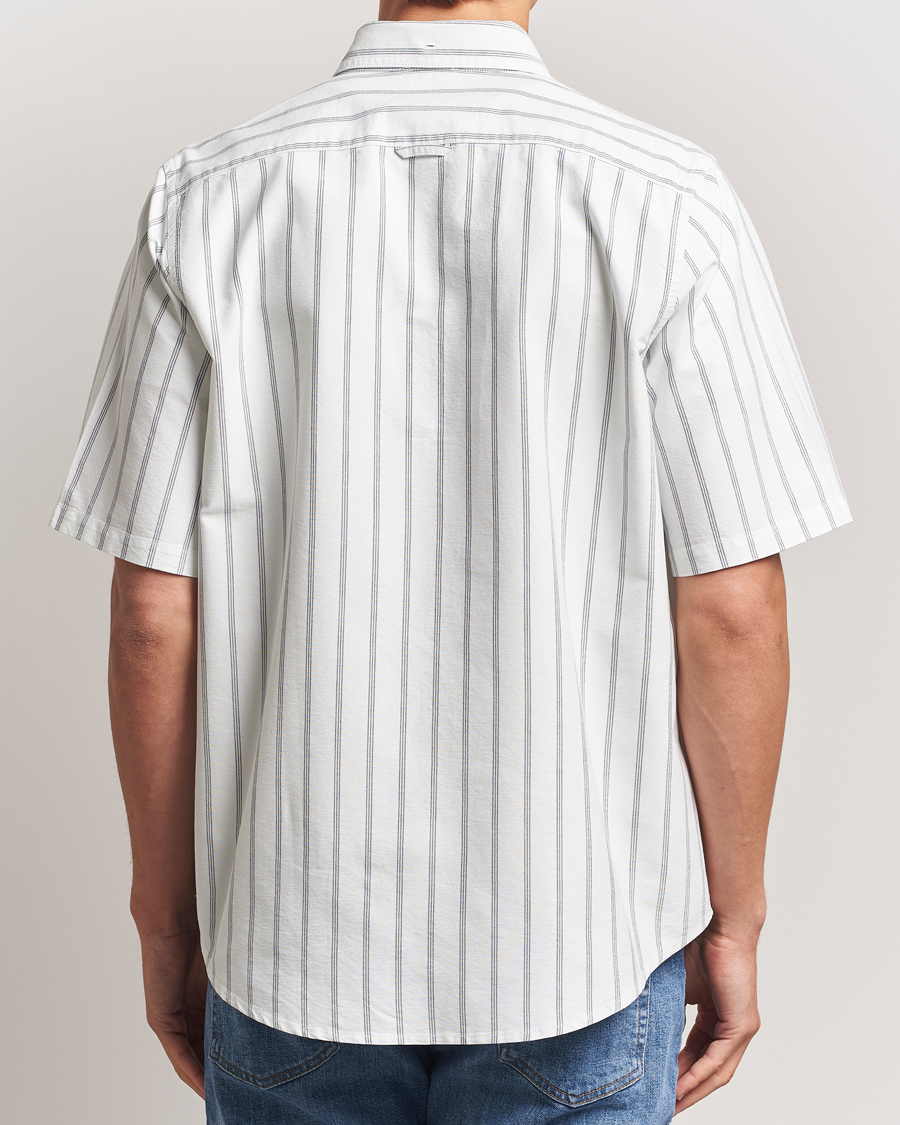 Hombres | Camisas | Filippa K | Striped Oxford Short Sleeve Shirt Pale Blue/Navy