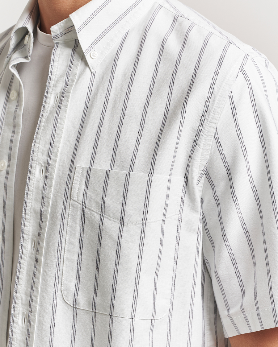 Hombres | Camisas | Filippa K | Striped Oxford Short Sleeve Shirt Pale Blue/Navy