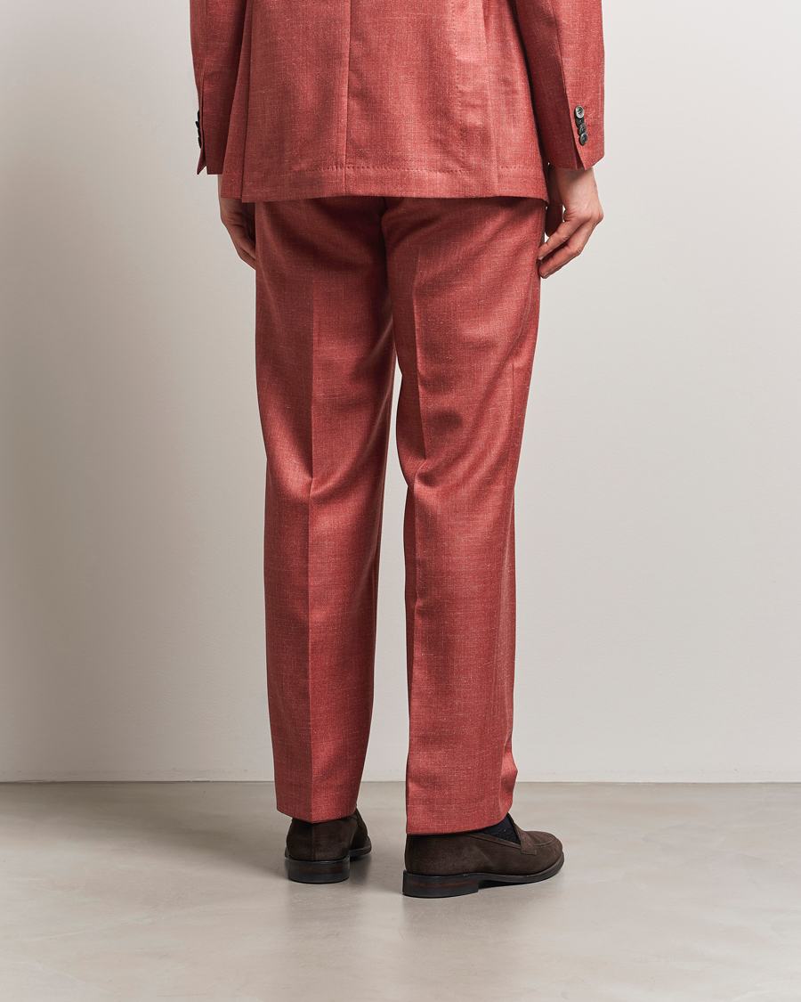 Hombres | Pantalones | Oscar Jacobson | Del S Wool/Silk/Linen Trousers Red