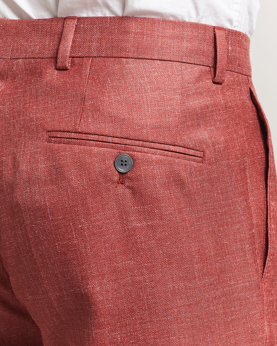 Hombres | Pantalones | Oscar Jacobson | Del S Wool/Silk/Linen Trousers Red